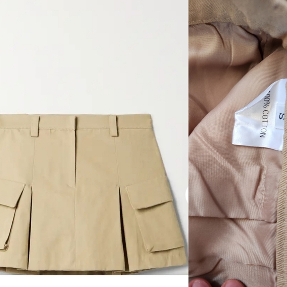 Nwot The Frankie Shop fall 2024 Audrey beige cargo corporate skirt s - Picture 2 of 6